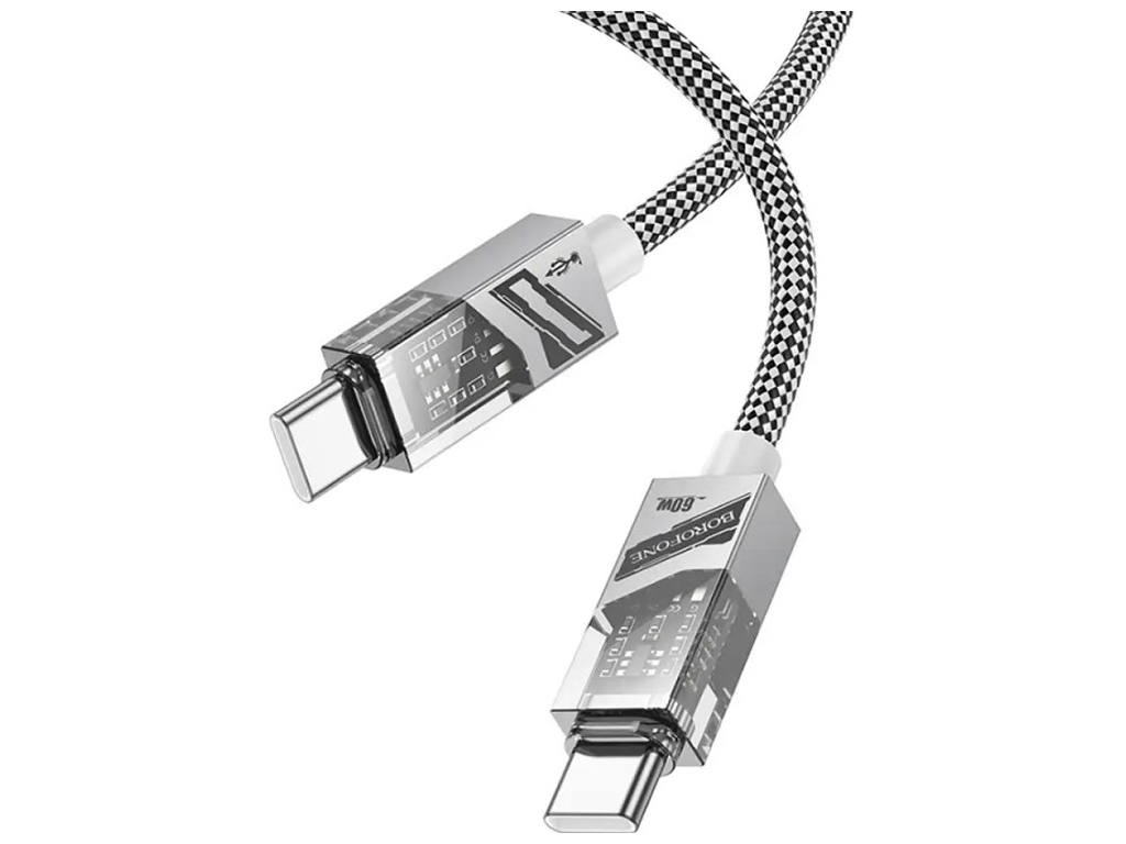 Кабель USB Borofone BU42 Octavia 60W Type-C to Type-C 1.2м Колір Сiрий