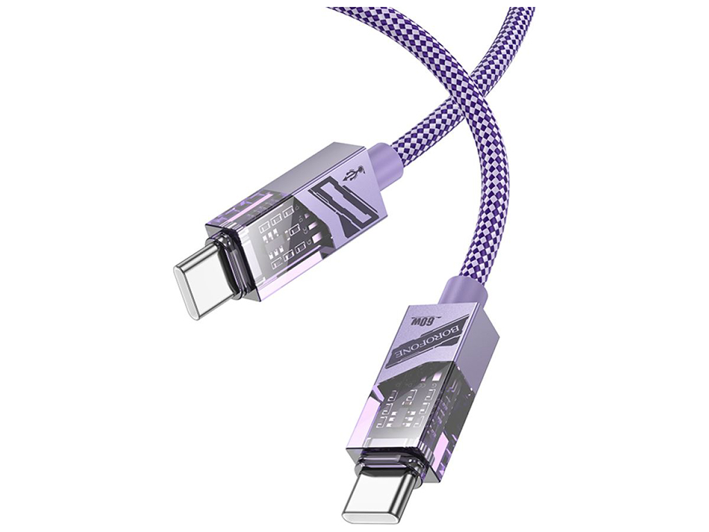 Кабель USB Borofone BU42 Octavia 60W Type-C to Type-C, 1,2м, колір фіолетовий