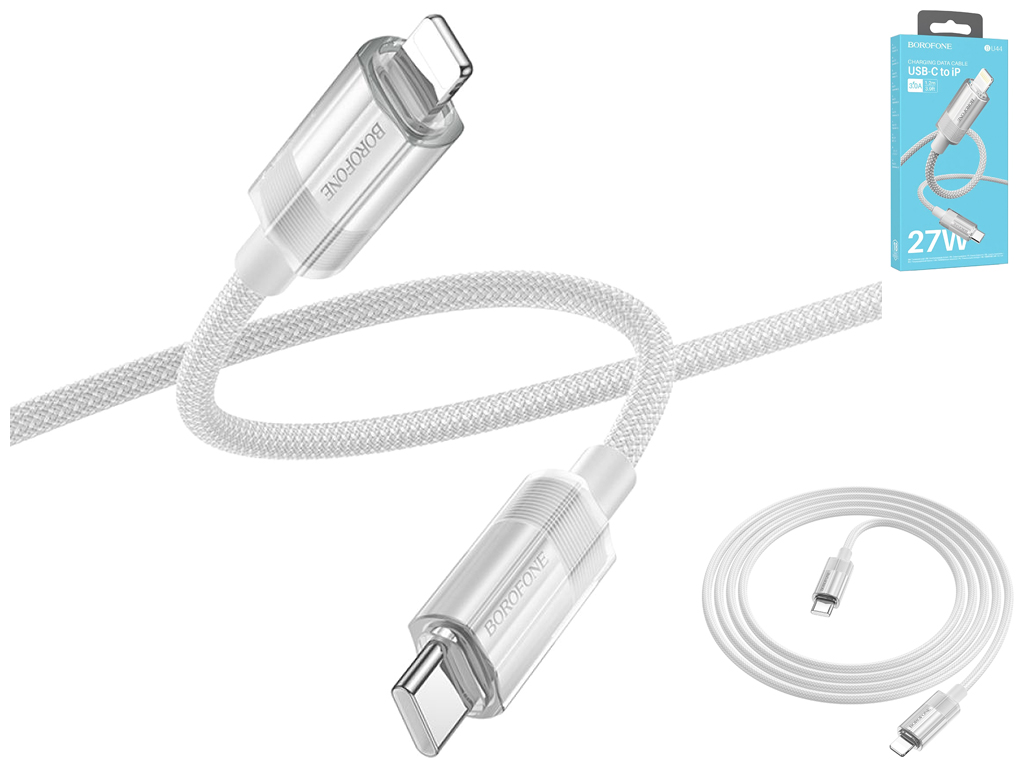 Кабель USB Borofone BU44 Sincero PD27W Type-C to Lightning 1,2м Колір Сiрий