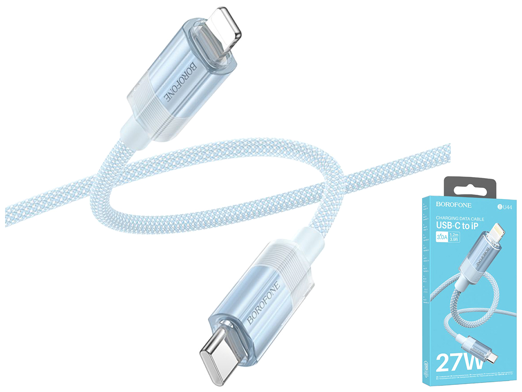 Кабель USB Borofone BU44 Sincero PD27W Type-C to Lightning 1,2м Цвет Голубой