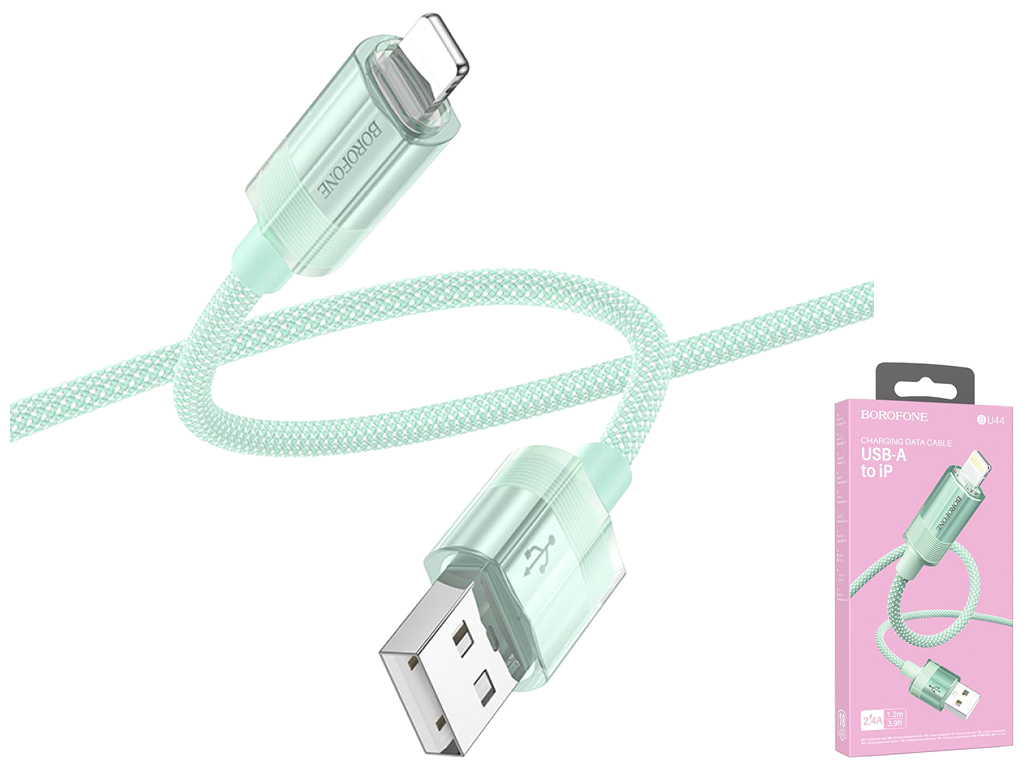 Кабель USB Borofone BU44 Sincero Lightning 2.4A 1,2м Колір Зелений