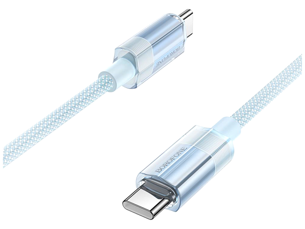Кабель USB Borofone BU44 Sincero 60W Type-C to Type-C 1,2м Колір Блакитний
