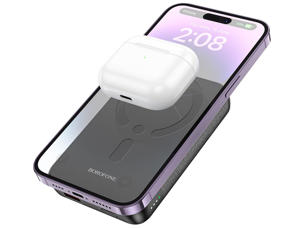 Універсальна мобільна батарея Borofone BJ47 Quick PD20W magnetic wireless fast charging 10000mAh Чор