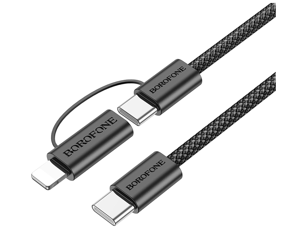 Кабель USB Borofone BX104 Primo two-in-one 60W Type-C to Type-C/iP PD27W Колір Чорний