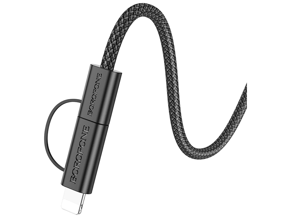 Кабель USB Borofone BX104 Primo two-in-one 60W Type-C to Type-C/iP PD27W Колір Чорний