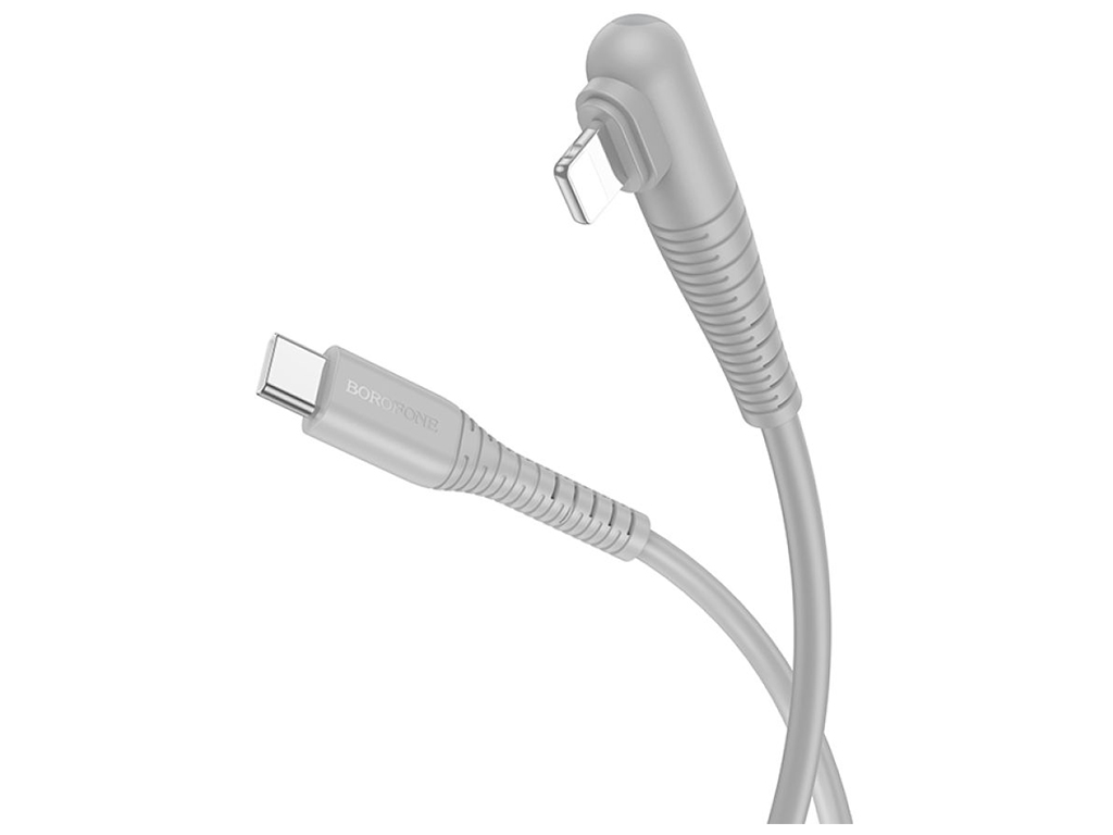 Кабель USB Borofone BX105 Corriente PD27W Type-C to Lightning Колір Сiрий
