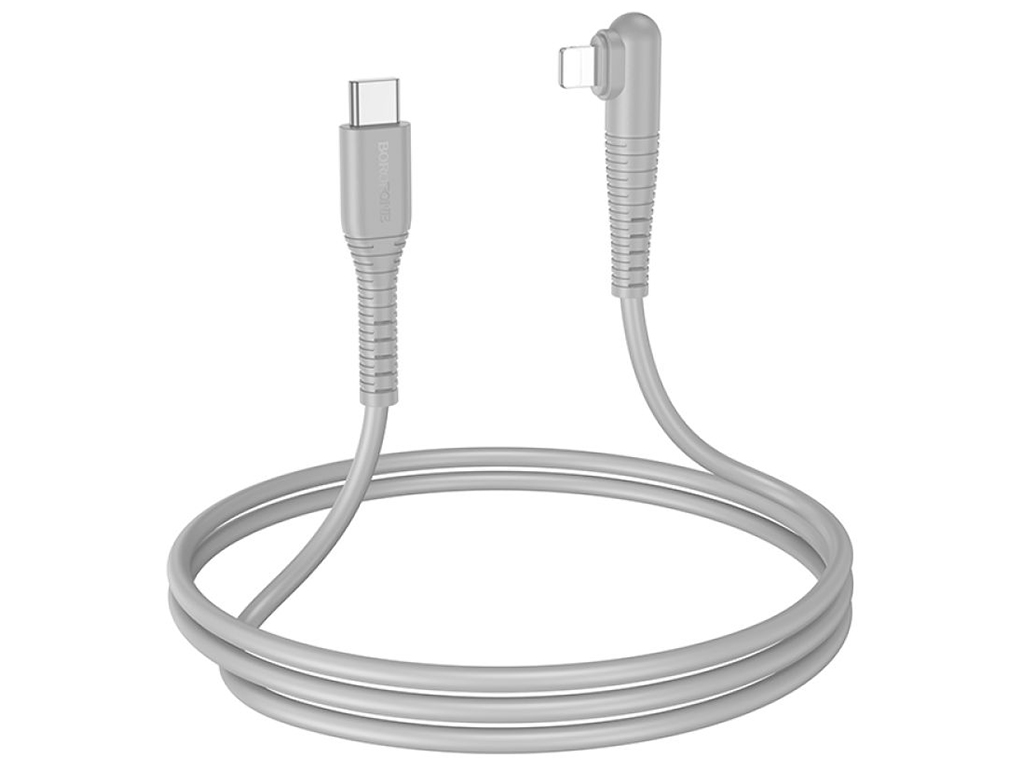 Кабель USB Borofone BX105 Corriente PD27W Type-C to Lightning Колір Сiрий