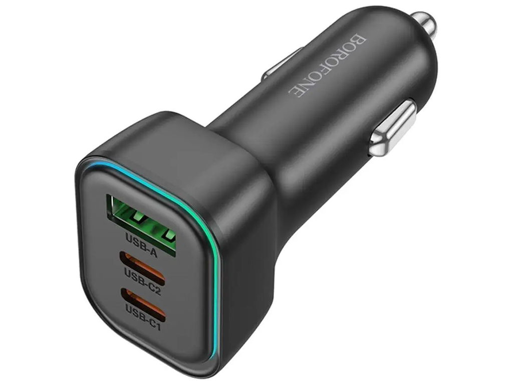 Автомобільний Зарядний Пристрій Borofone BZ28C 1USB/2USB-C QC/PD 60W Колір Чорний