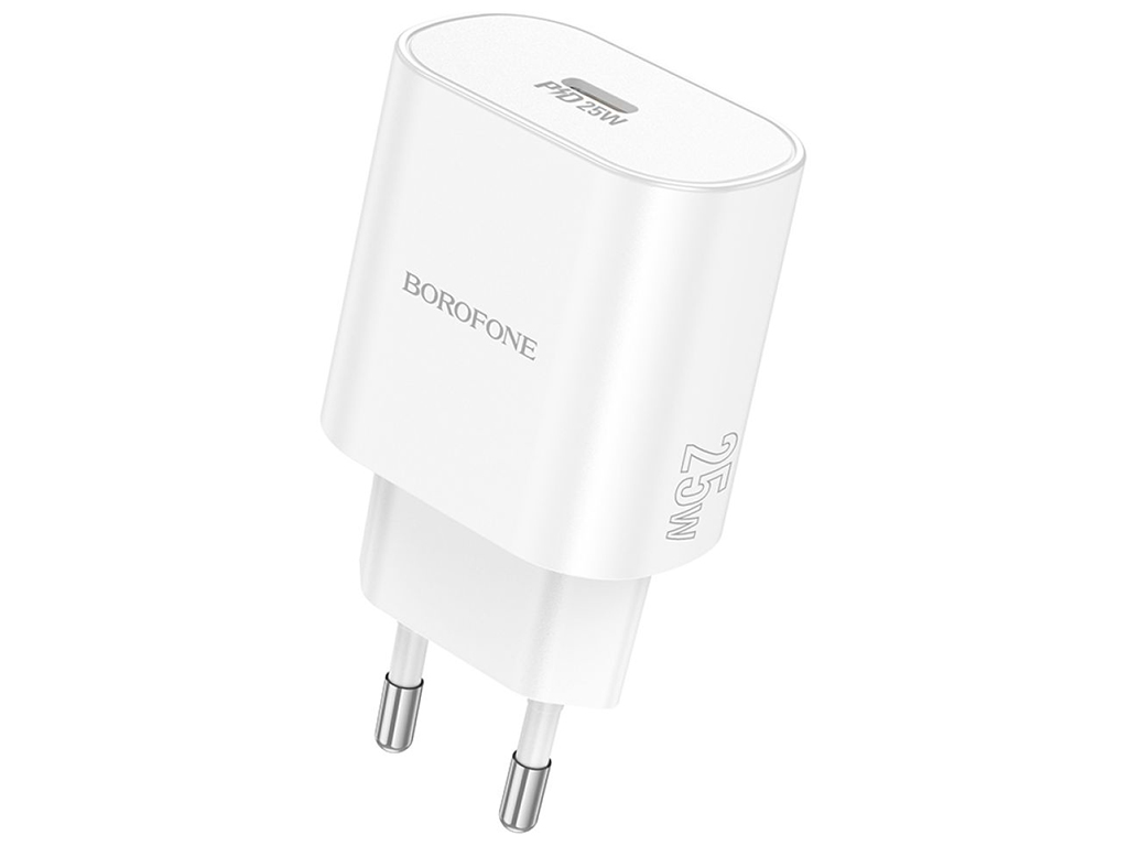 Мережевий зарядний пристрій Borofone BA82A 1USB-C PD/QC 25W, колір бiлий