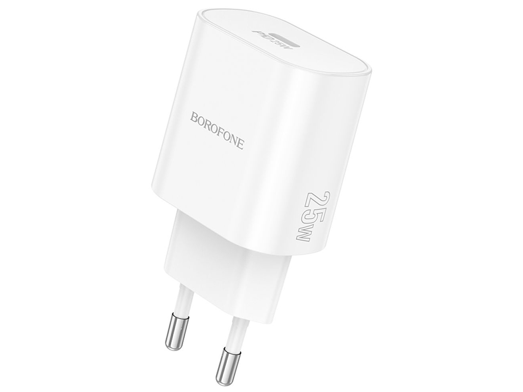 Мережевий зарядний пристрій Borofone BA82A 1USB-C PD/QC 25W, колір бiлий