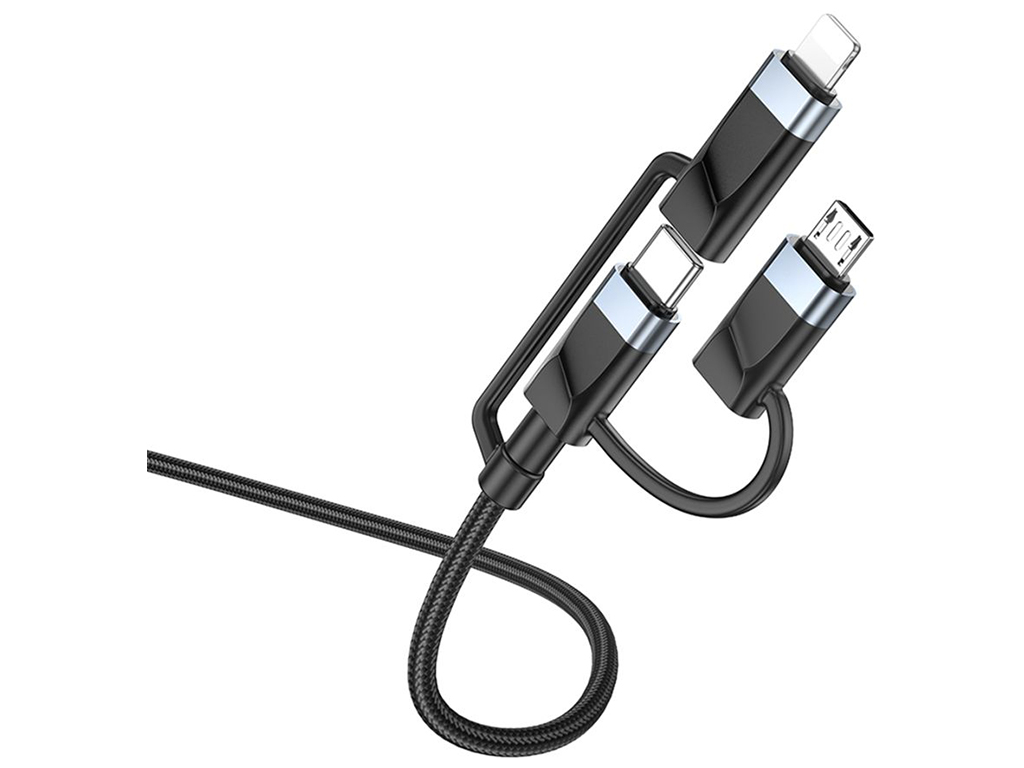 Кабель USB Borofone BU51 6-in-1 USB/C to iP/мicro/Type-C(L=1.2м) Колір Чорний