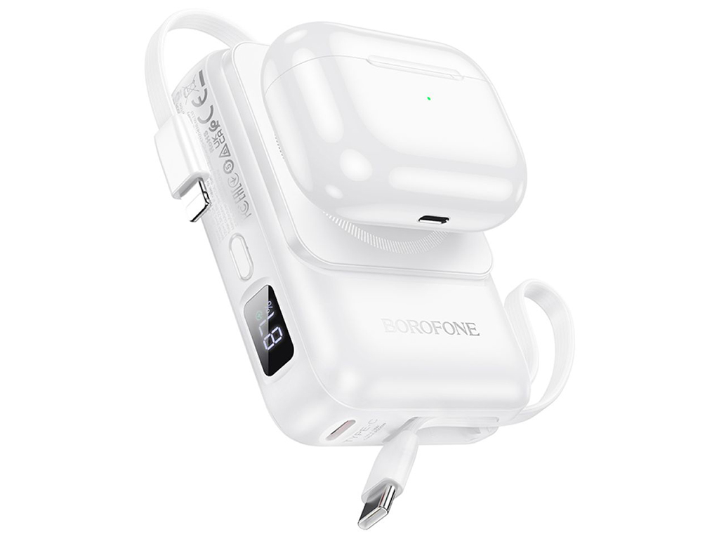 Універсальна мобільна батарея Borofone BJ59 Refined 22.5W+PD20W with magnetic cable 10000mAh Бiлий