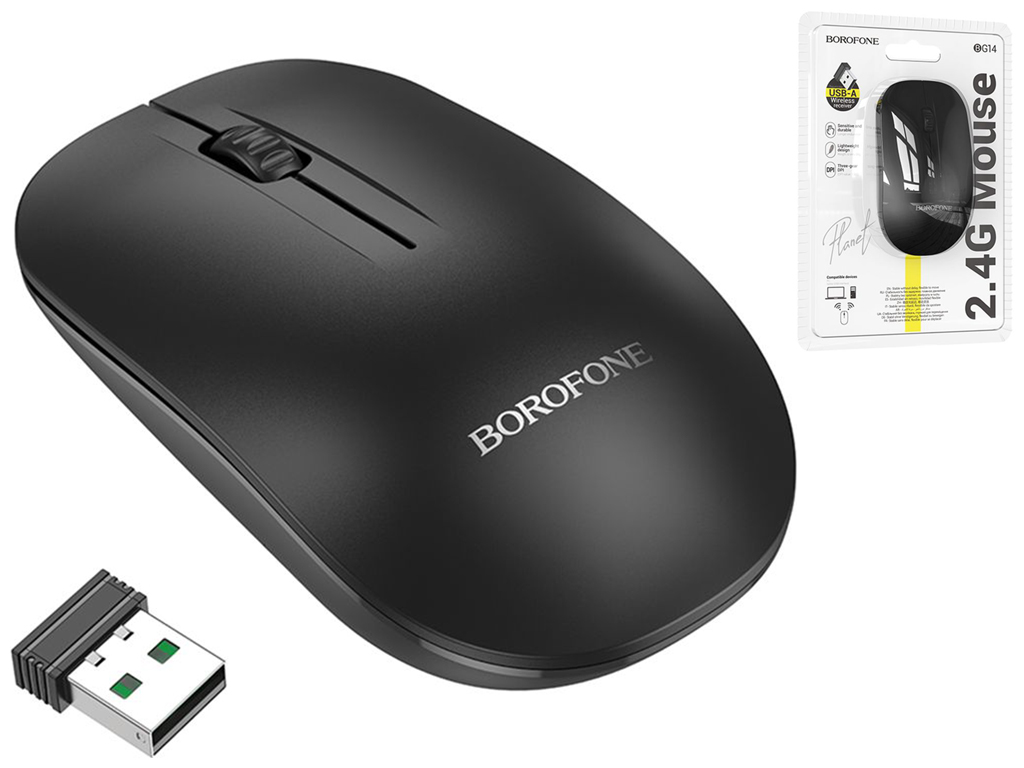 Wireless Мышь Borofone BG14 Planet 2.4G + Bluetooth Цвет Черный