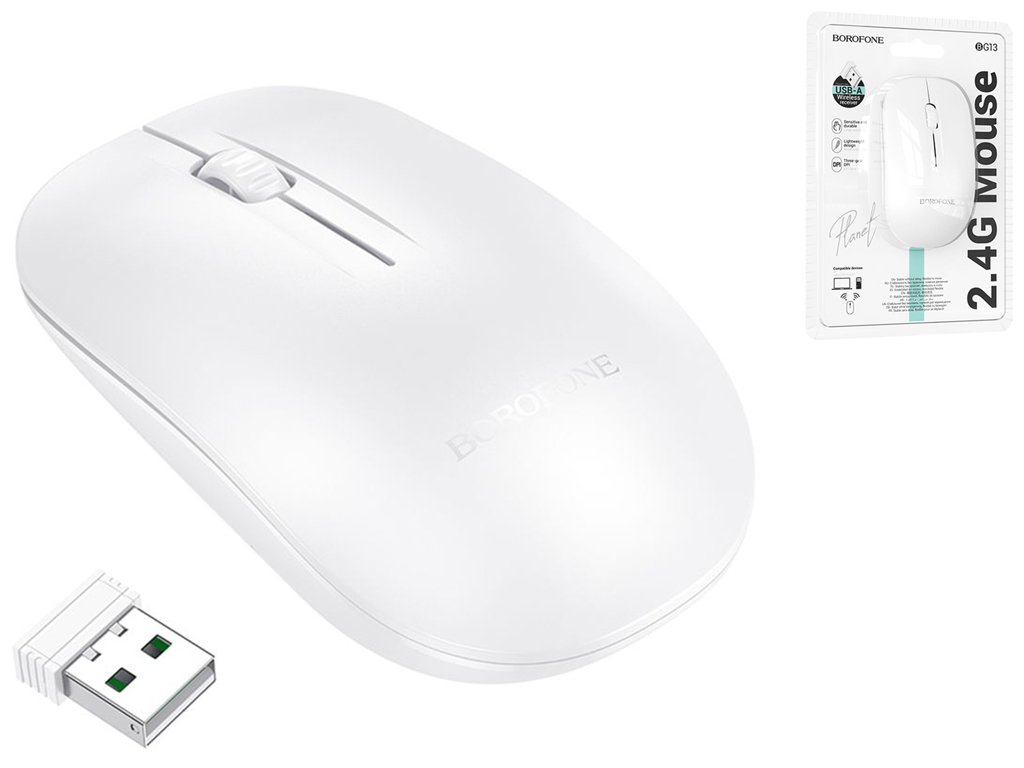 Бездротова Миша Borofone BG14 Planet 2.4G + Bluetooth Колір Білий