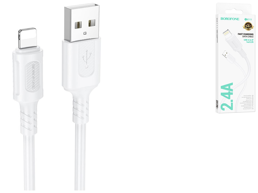 Кабель USB Borofone BX111 Lightning 2.4A Колір Білий