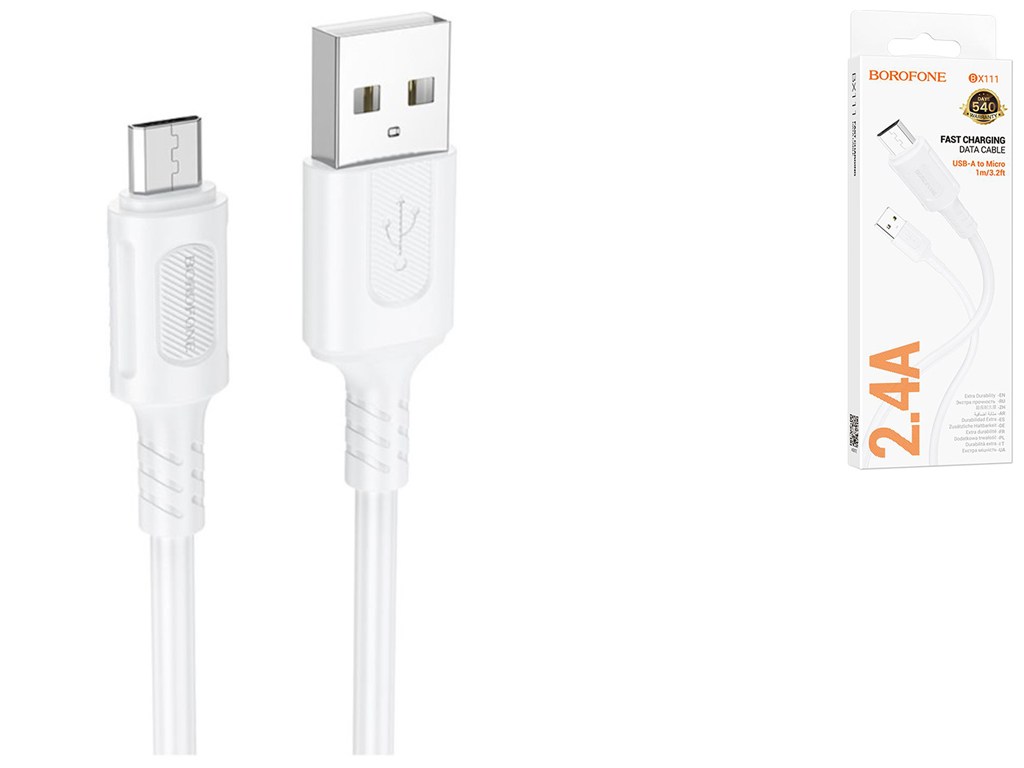 Кабель USB Borofone BX111 мicro 2.4A Колір Білий
