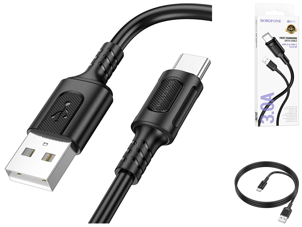 Кабель USB Borofone BX111 Type-C 3A Цвет Черный