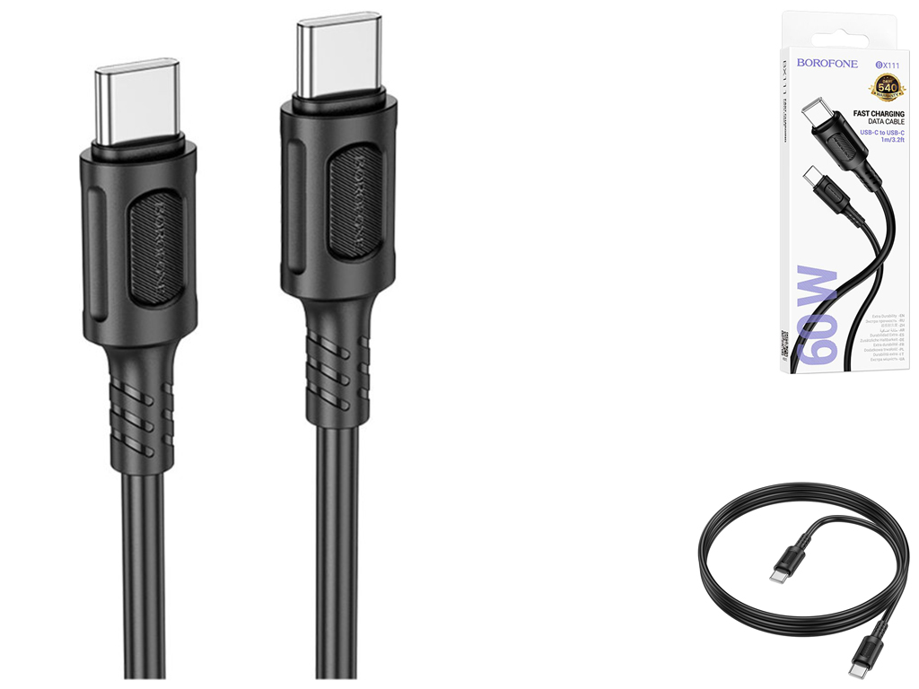 Кабель USB Borofone BX111 60W Type-C to Type-C Колір Чорний