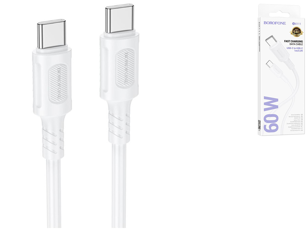Кабель USB Borofone BX111 60W Type-C to Type-C Цвет Белый