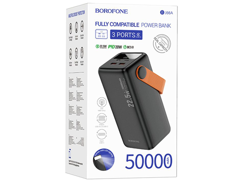 Универсальная мобильная батарея Power Bank Borofone BJ66A Magnifico, 50000mAh, цвет черный