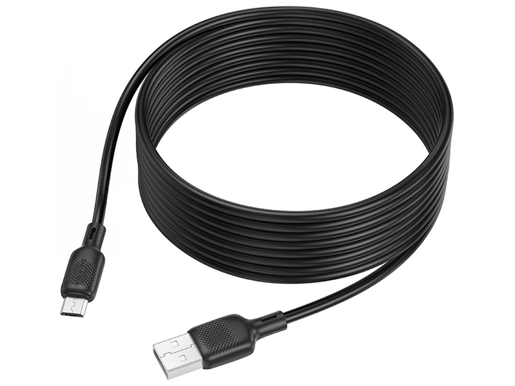 Кабель USB Borofone BX113 Silicone мicro 2.4A 3м Колір Чорний
