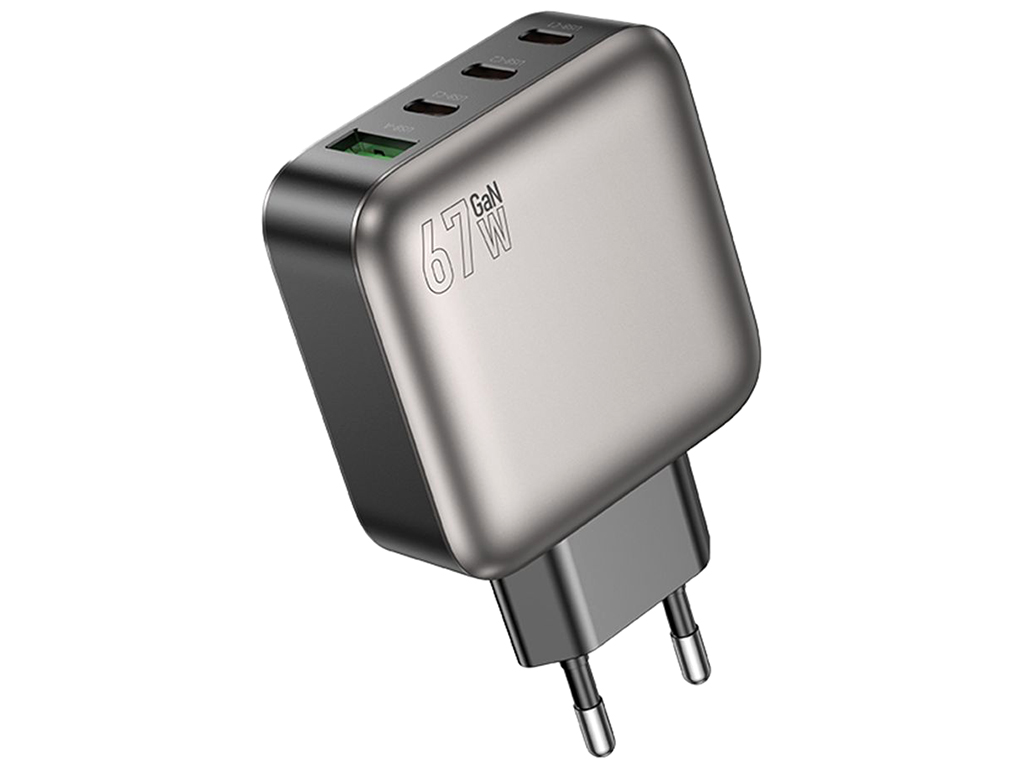 Мережевий зарядний пристрій Borofone BAS57A 3USB-C/1USB PD/QC 67W GAN, колір чорний