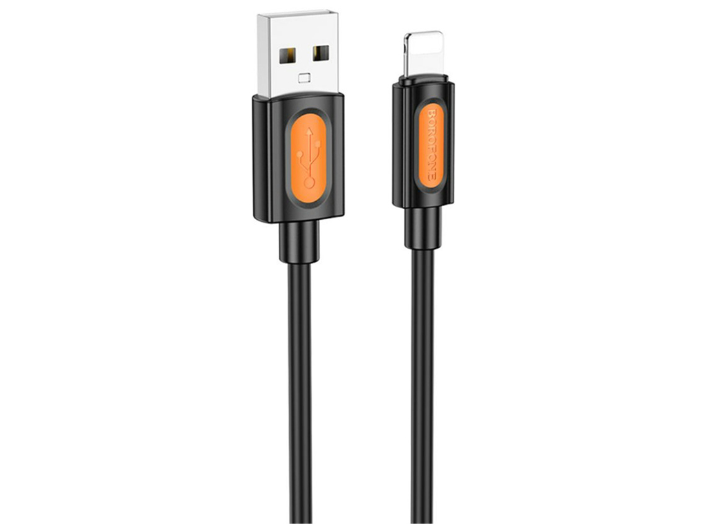 Кабель USB Borofone BX114 Silicone Lightning 2.4A, 1м, колір чорний