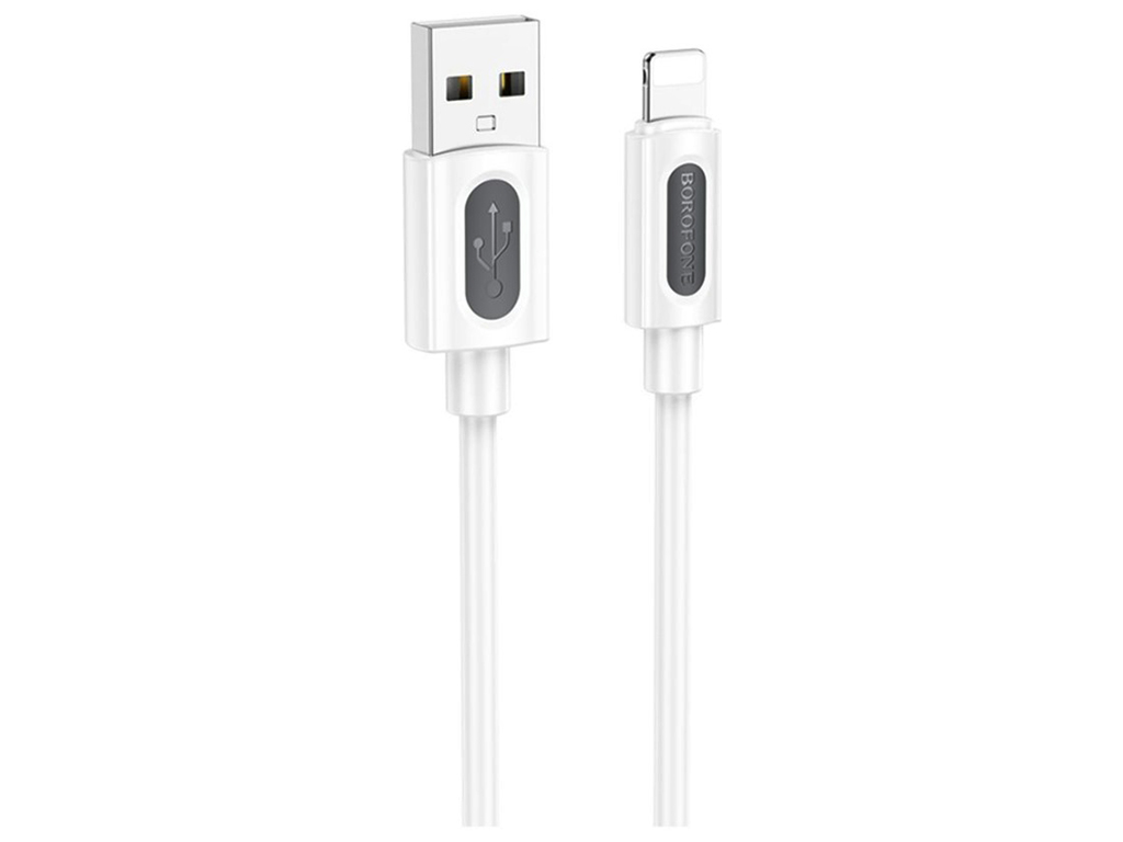 Кабель USB Borofone BX114 Silicone Lightning 2.4A, 1м, колір бiлий