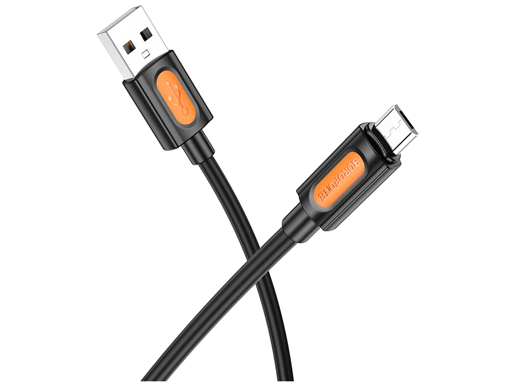 Кабель USB Borofone BX114 Silicone Micro 2.4A, 1м, колір чорний