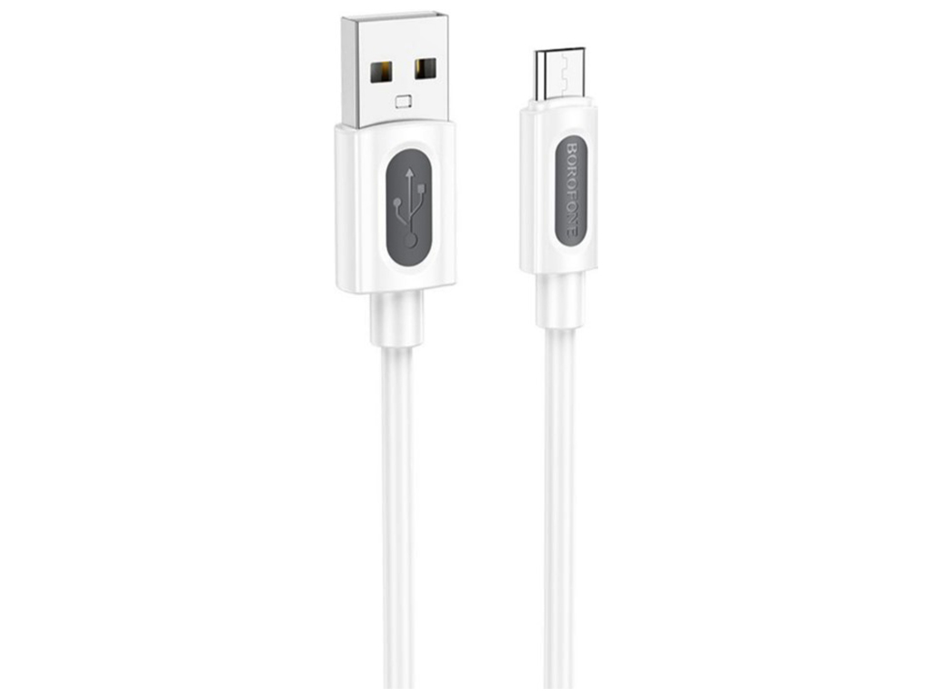 Кабель USB Borofone BX114 Silicone Micro 2.4A, 1м, колір бiлий