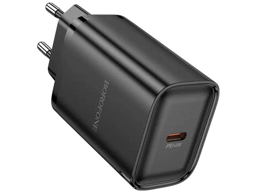 Сетевое зарядное устройство Borofone BA86A, 1USB-C, PD/QC 45W, 91,8×42,3×30мм, цвет черный