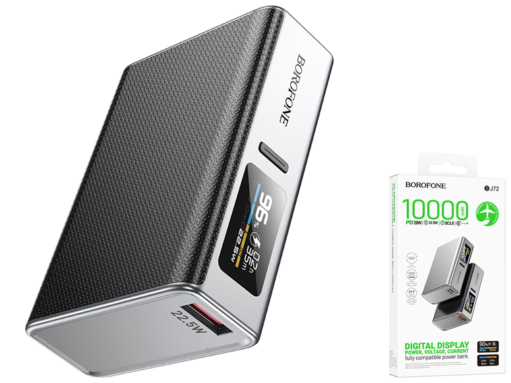 Універсальна мобільна батарея Power Bank Borofone BJ72 Energy 22.5W+PD20W 10000mAh, колір сірий