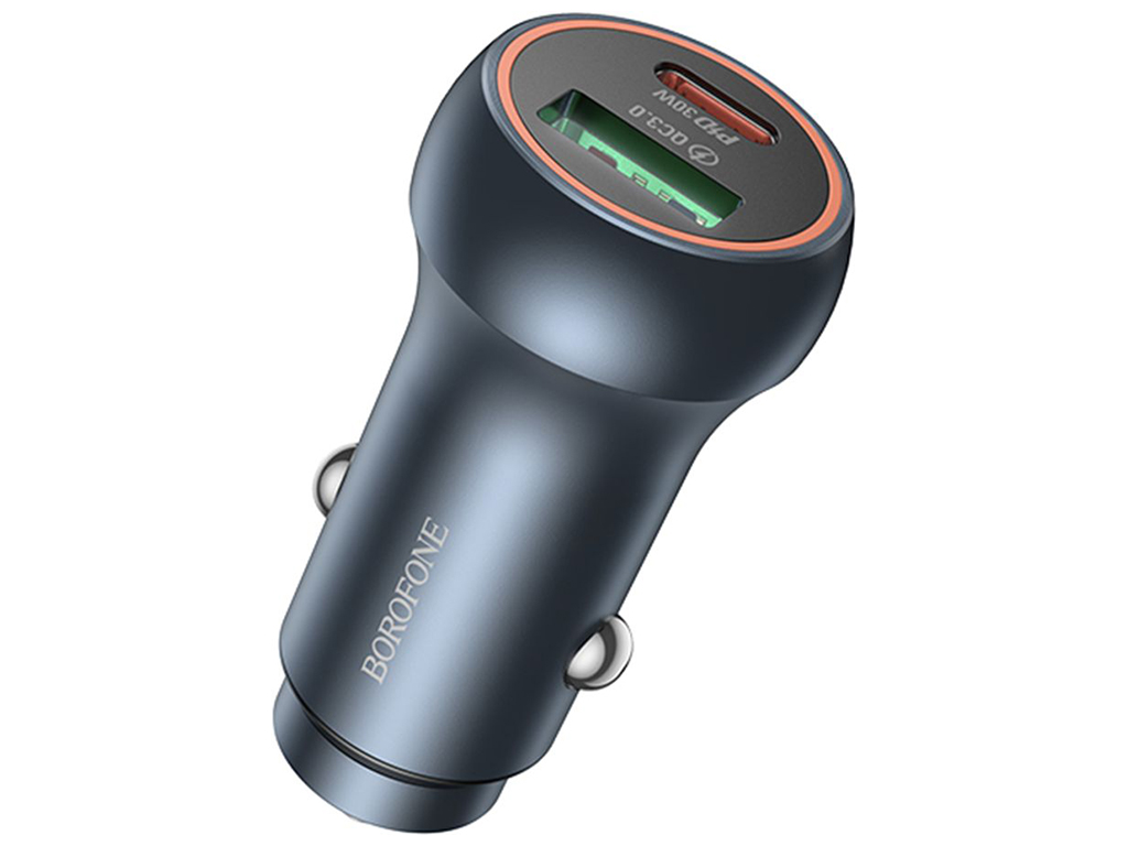 Авто Зарядное Устройство Borofone BZ32B 1USB/1USB-C QC/PD48W Цвет Серый