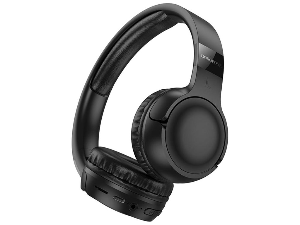 Bluetooth стерео гарнітура Borofone BO32, складні, bluetooth 5.4, type-c/aux, 200mAh, колір чорний