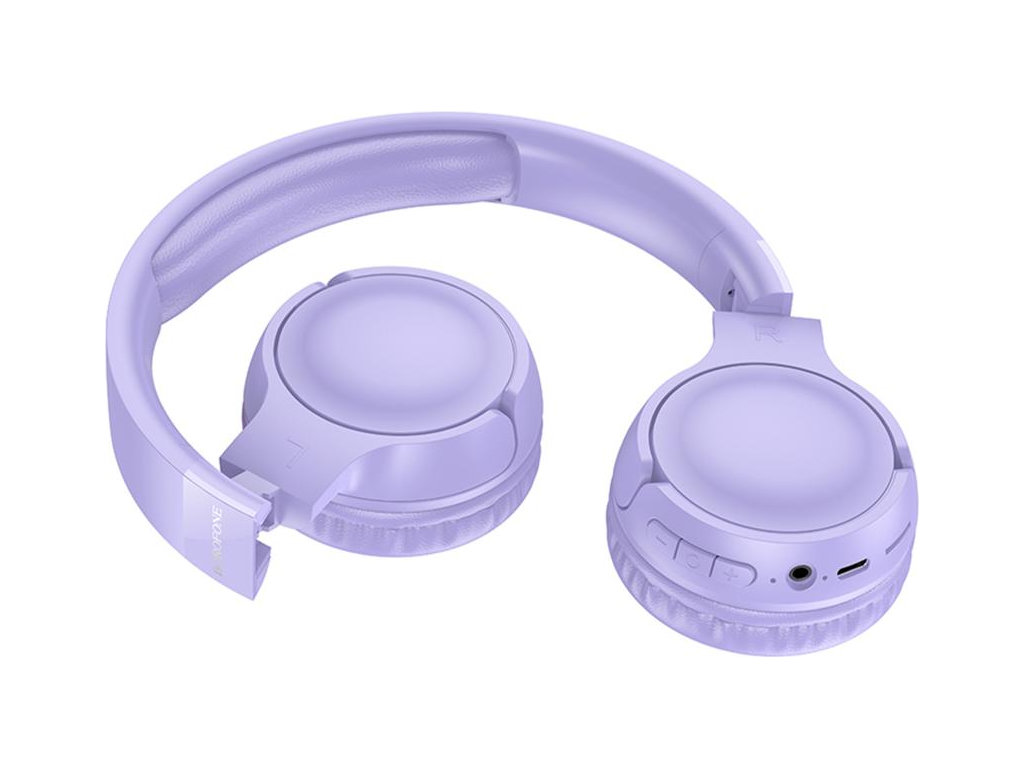 Блютуз стерео гарнітура Borofone BO32, складні, bluetooth 5.4, type-c/aux, 200mAh, колір фіолетовий