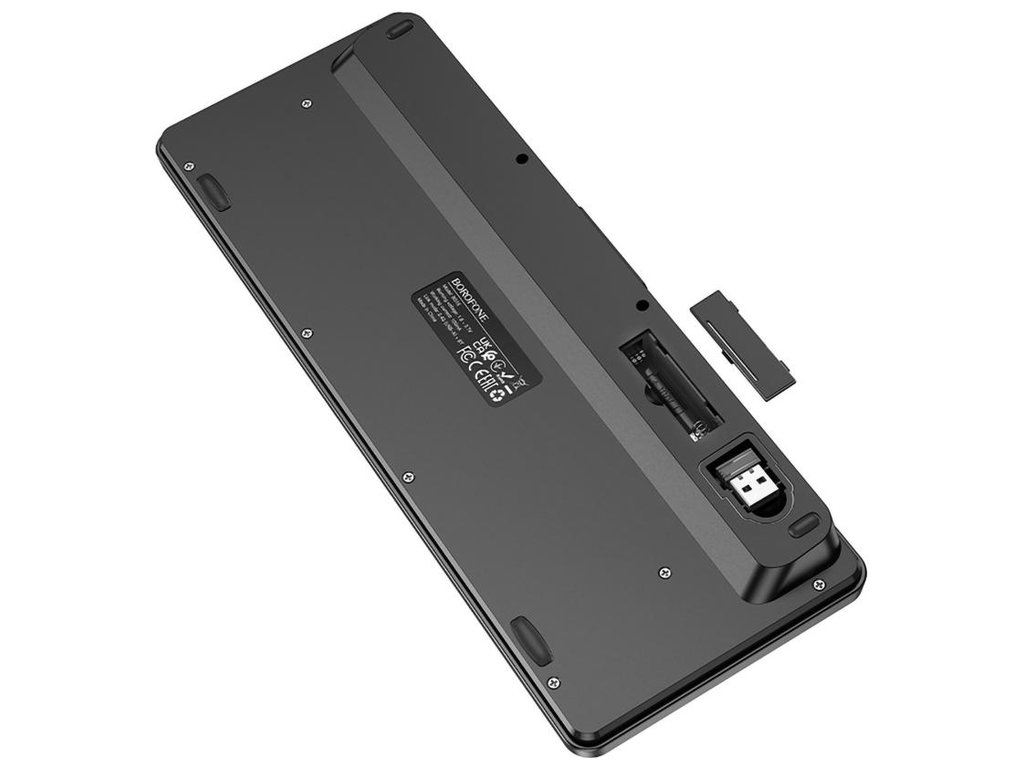 Клавиатура беспроводная Borofone BG16 Cloud, 2.4G/Bluetooth 5.0, 84 клавиши, AAA, ENG/UKR, черный