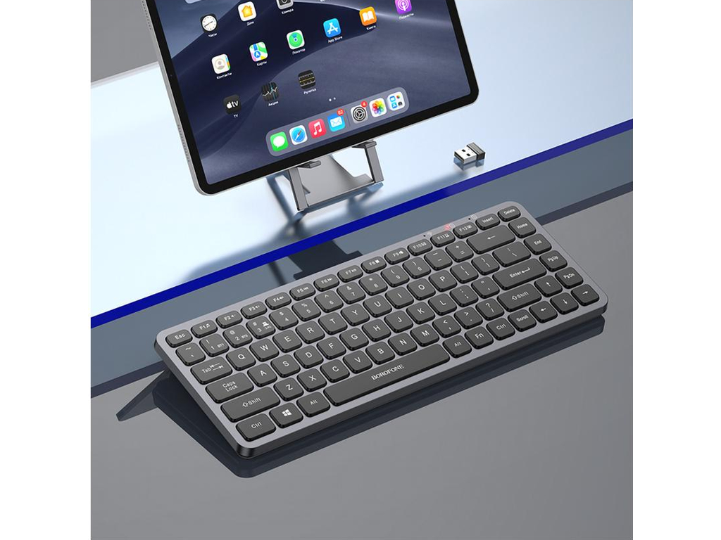 Клавиатура беспроводная Borofone BG16 Cloud, 2.4G/Bluetooth 5.0, 84 клавиши, AAA, ENG/UKR, черный
