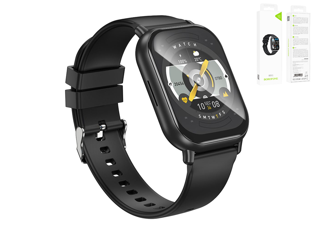 Смарт годинник Borofone BD11, TFT дисплей 2.01 дюйма, Bluetooth 5.0, підтримка дзвінків, колір чорни