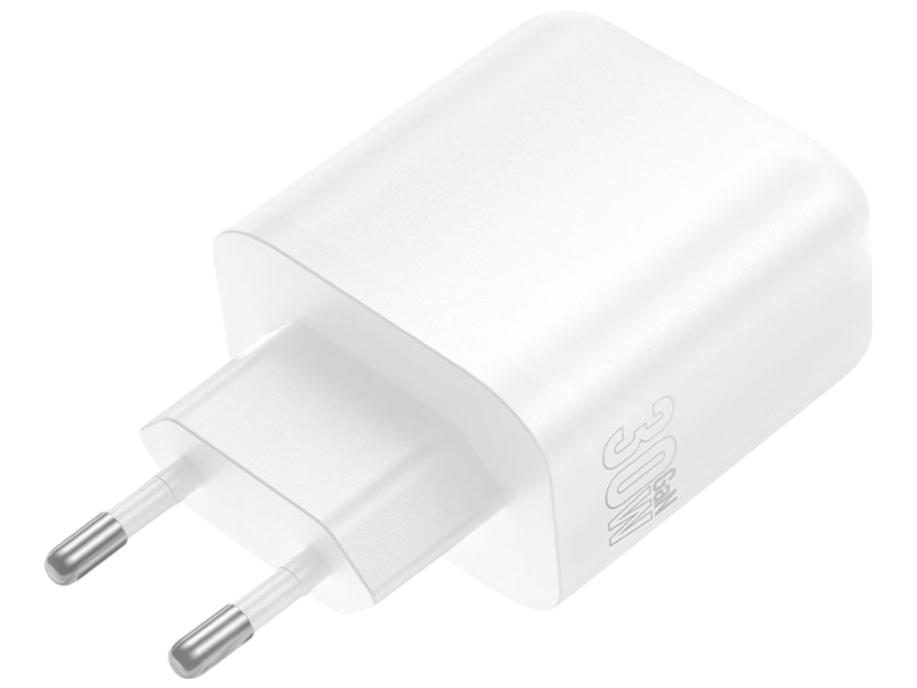 Зарядний пристрій Borofone BA89A, 1USB-C/1USB, PD/QC 30W, 85×125×40мм, колір білий