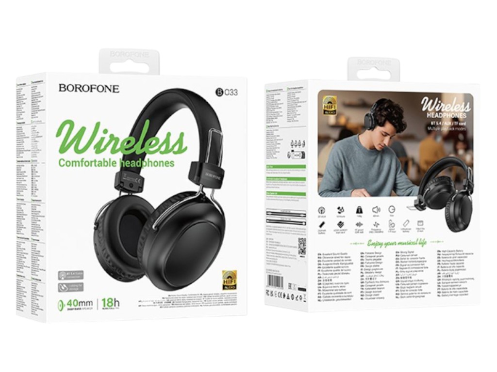 Bluetooth стерео гарнітура Borofone BO33, чорний