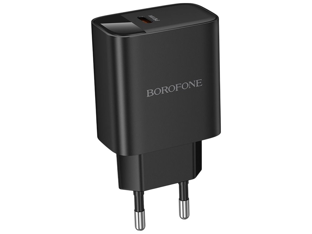 Мережевий зарядний пристрій Borofone BA97A, USB-C, PD/QC, 30W, Led Display, 83×45×28мм, колір чорний