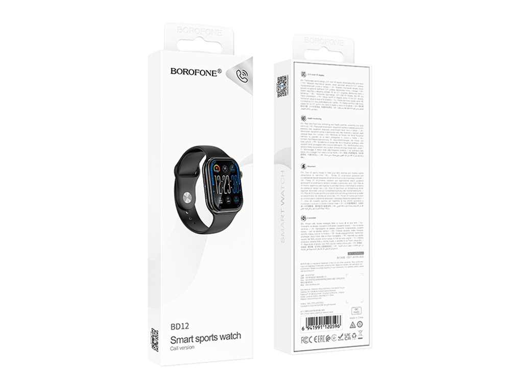 Смарт годинник Borofone BD12, 2.01 дюйма, Bluetooth 5.0, 190mAh, спортивний режим, колір чорний