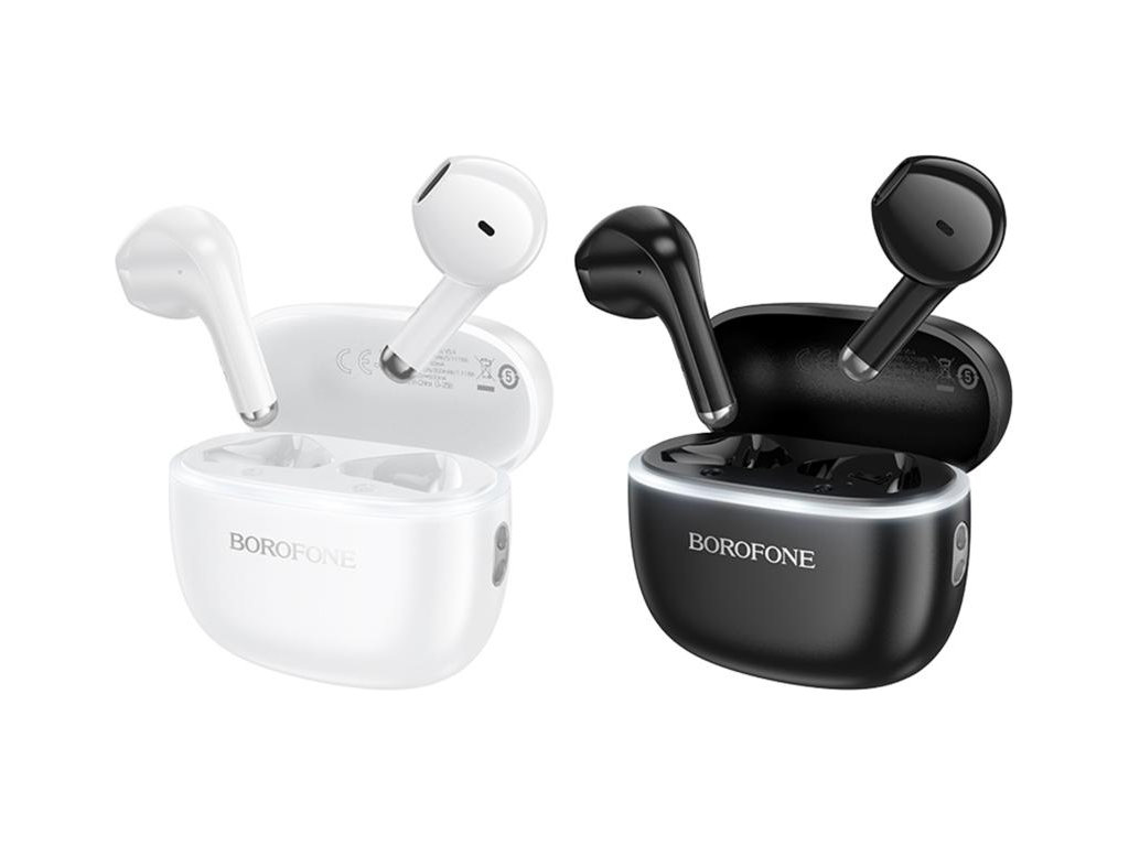 Блютуз стерео гарнитура Borofone FQ11, bluetooth 5.4, сенсор, кейс 300mAh, type‑c, цвет белый