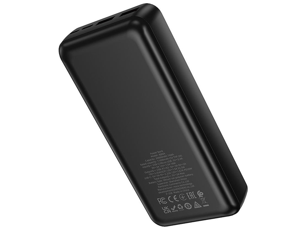 Power Bank Borofone BJ80A, 22.5W+PD20W, 20000mAh, литий-полимерный, ABS, поликарбонат, цвет черный