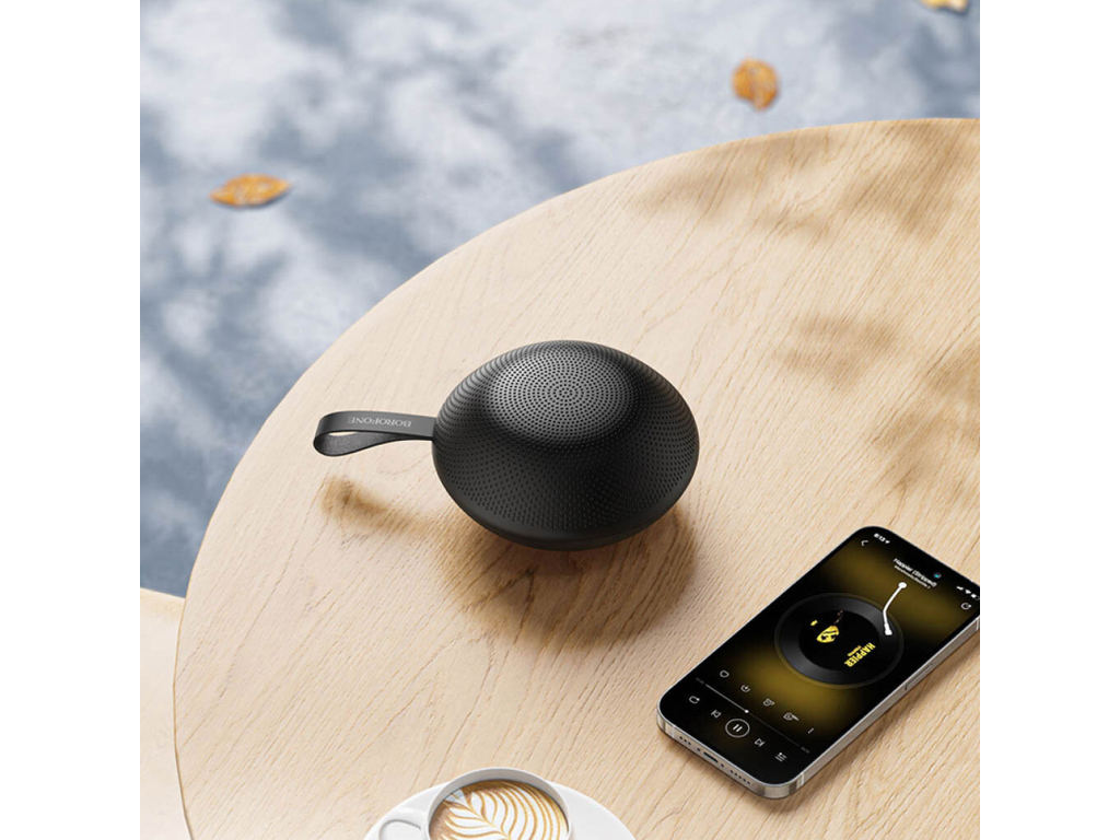 Колонка Borofone BR48, 5Вт, Bluetooth 5.4, 1200mAh, Type-C, пластик, 105×105×55мм, цвет черный