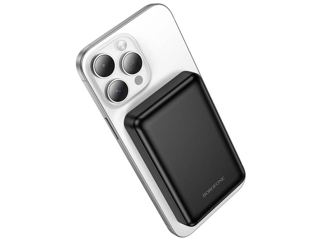 Power Bank Borofone BJ82 Dawn, магнітний, бездротова зарядка, 5000mAh, Type-C, ABS+PC, колір чорний
