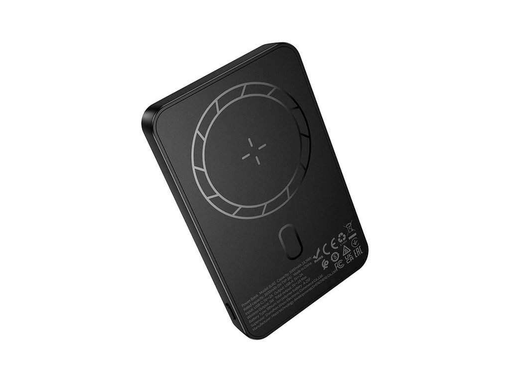 Power Bank Borofone BJ82 Dawn, магнітний, бездротова зарядка, 5000mAh, Type-C, ABS+PC, колір чорний