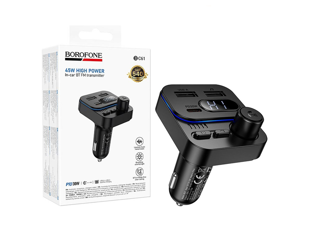 Модулятор Borofone BC61 USB-C PD30W+USB 15W Total 45W, колір чорний