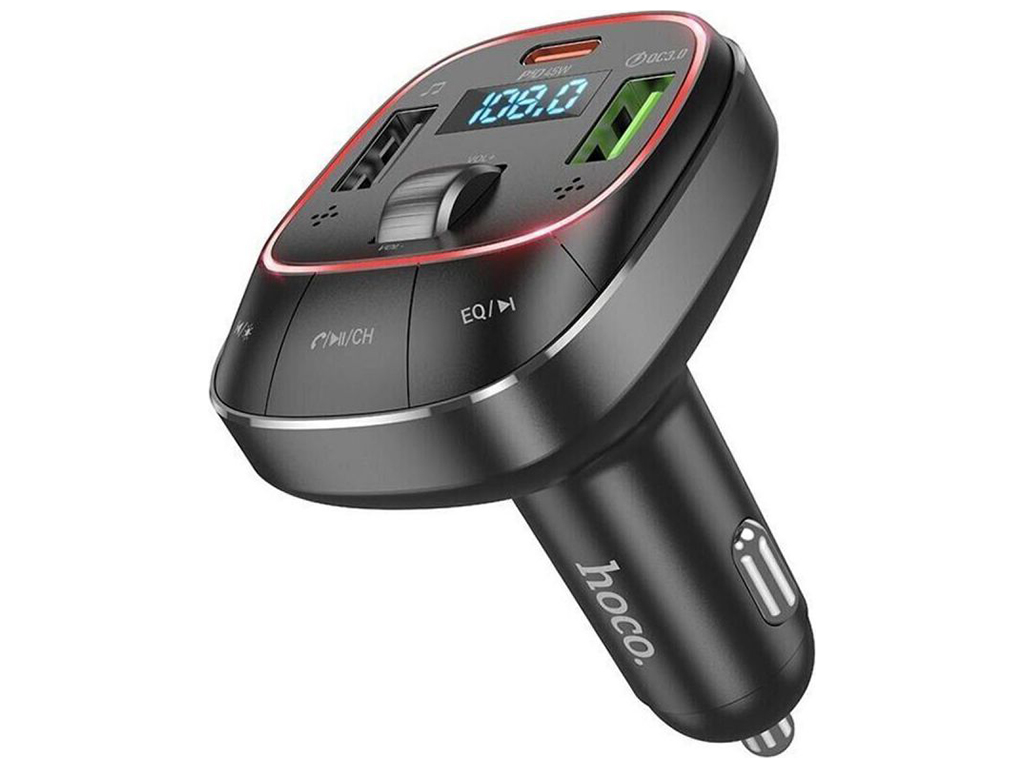 Модулятор Hoco E76 Pole PD48W+QC3.0 car BT FM transmitter Колір Чорний