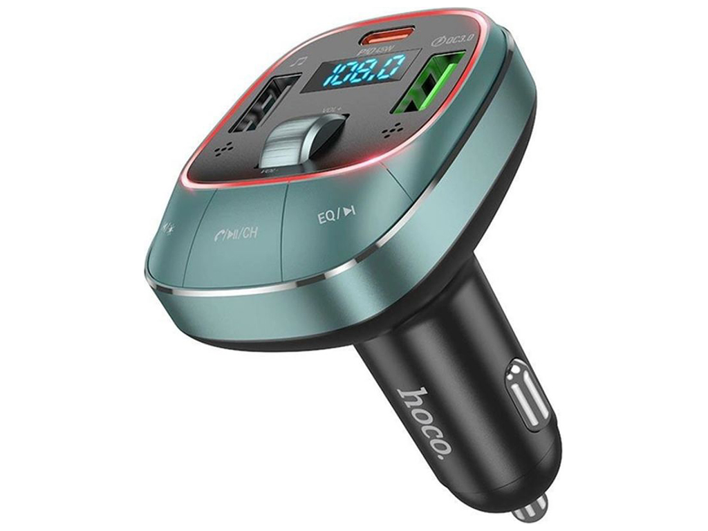 Модулятор Hoco E76 Pole PD48W+QC3.0 car BT FM transmitter Колір Сiрий